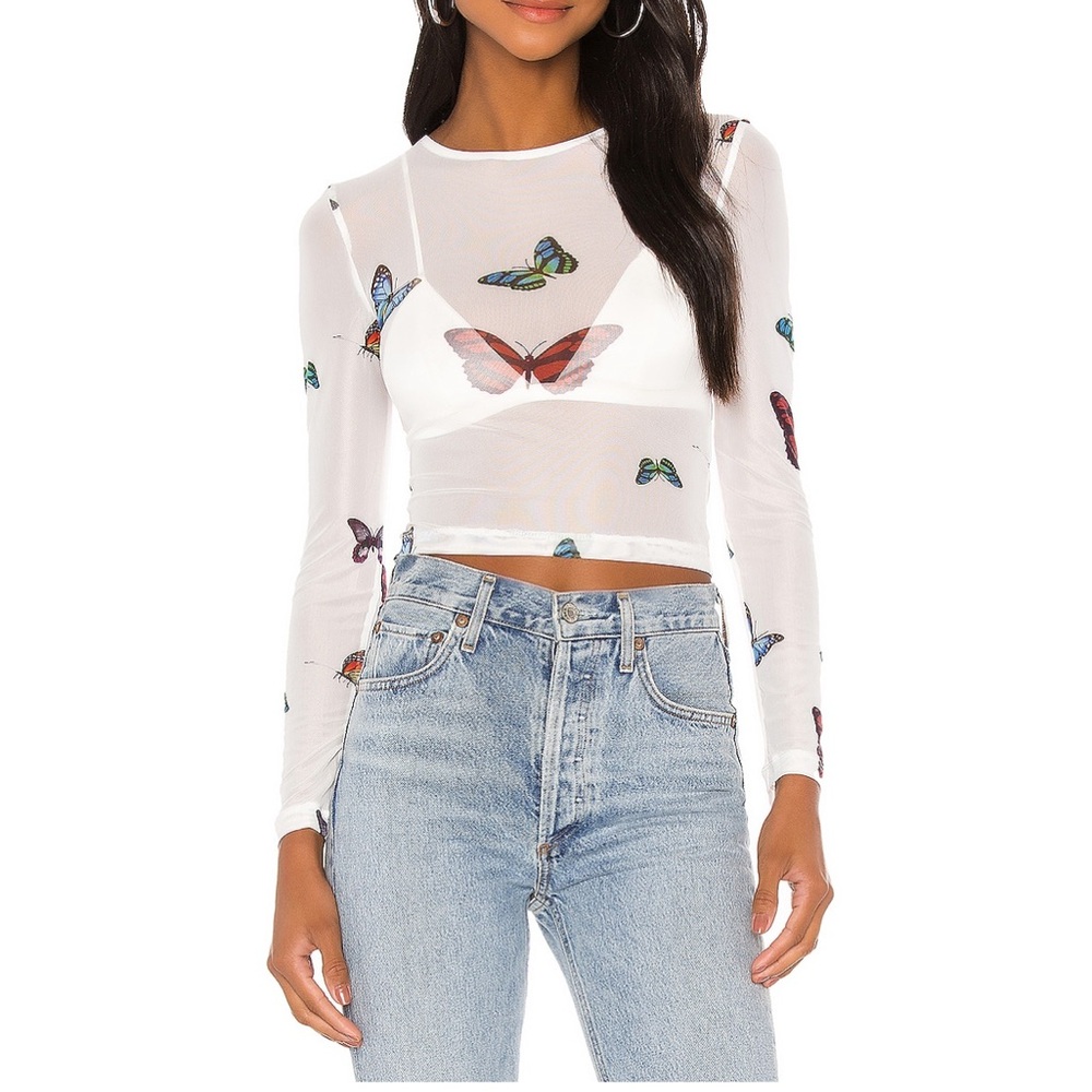 Ari Butterfly Mesh Top from Superdown